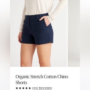 Quince Navy Organic Stretch Cotton Chino Shorts